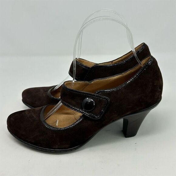 Sofft Mary Jane Chocolate Brown Suede Block Heel Pumps Size 7.5 Women's Casual - Picture 7 of 13